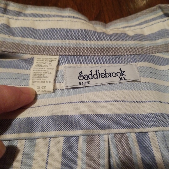 Vintage Saddlebrook Mens Striped Short Sleeve Button up Shirt XLarge - Picture 2 of 12